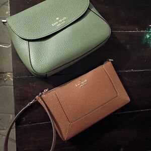 Kate Spade Green and Brown Wristlets